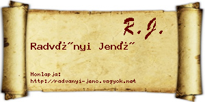 Radványi Jenő névjegykártya